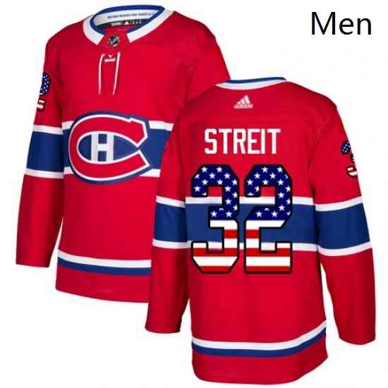 Mens Adidas Montreal Canadiens 32 Mark Streit Authentic Red USA Flag Fashion NHL Jersey